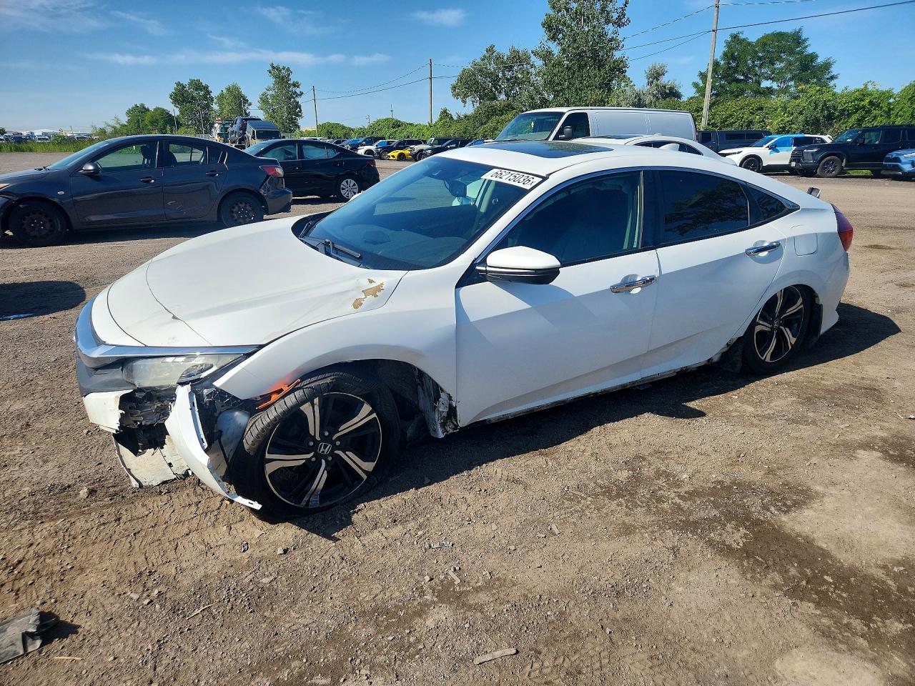 2016 Honda Civic Touring White vin: 2HGFC1F90GH114455