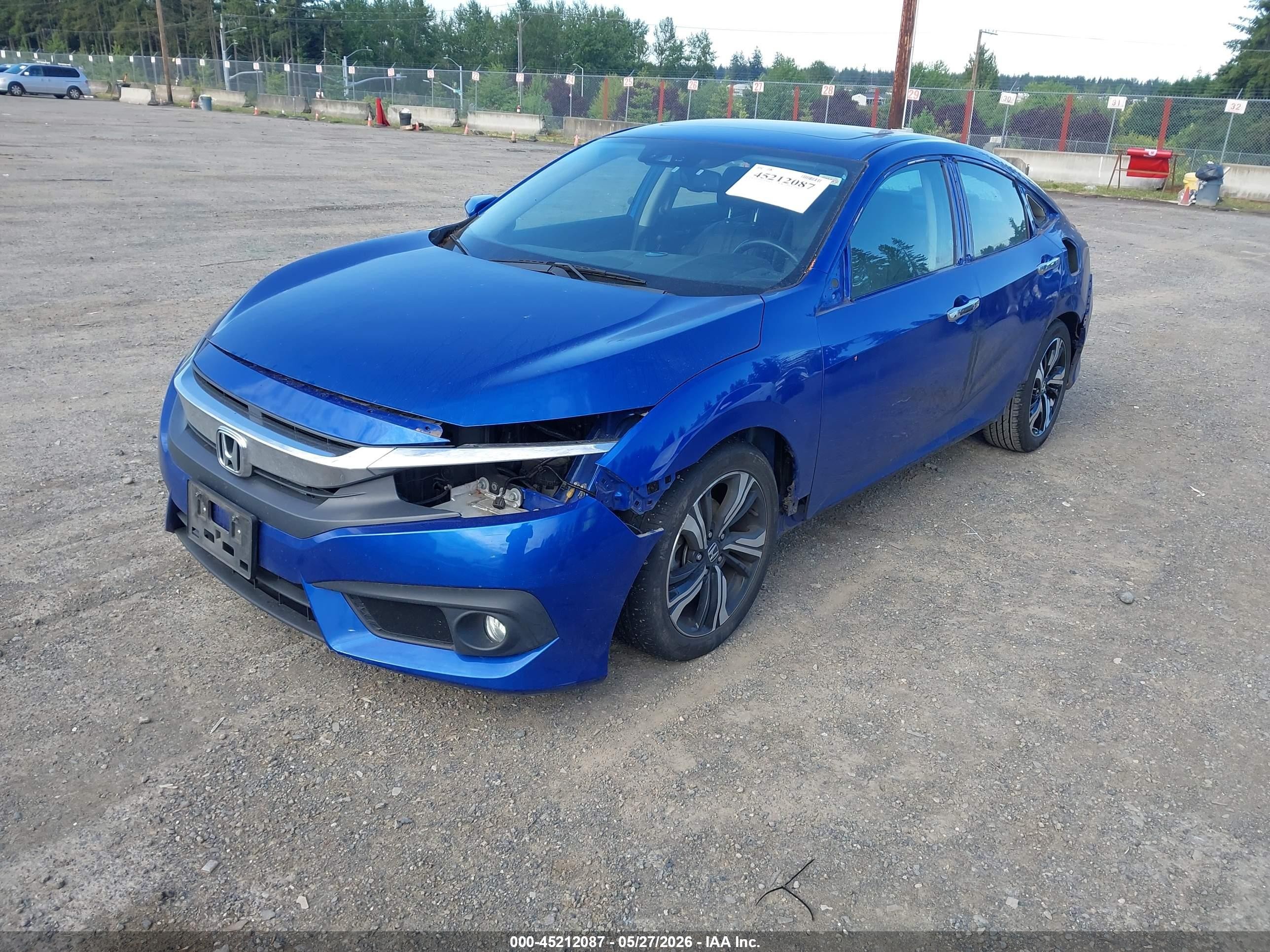 2017 Honda Civic Touring Blue vin: 2HGFC1F94HH654313