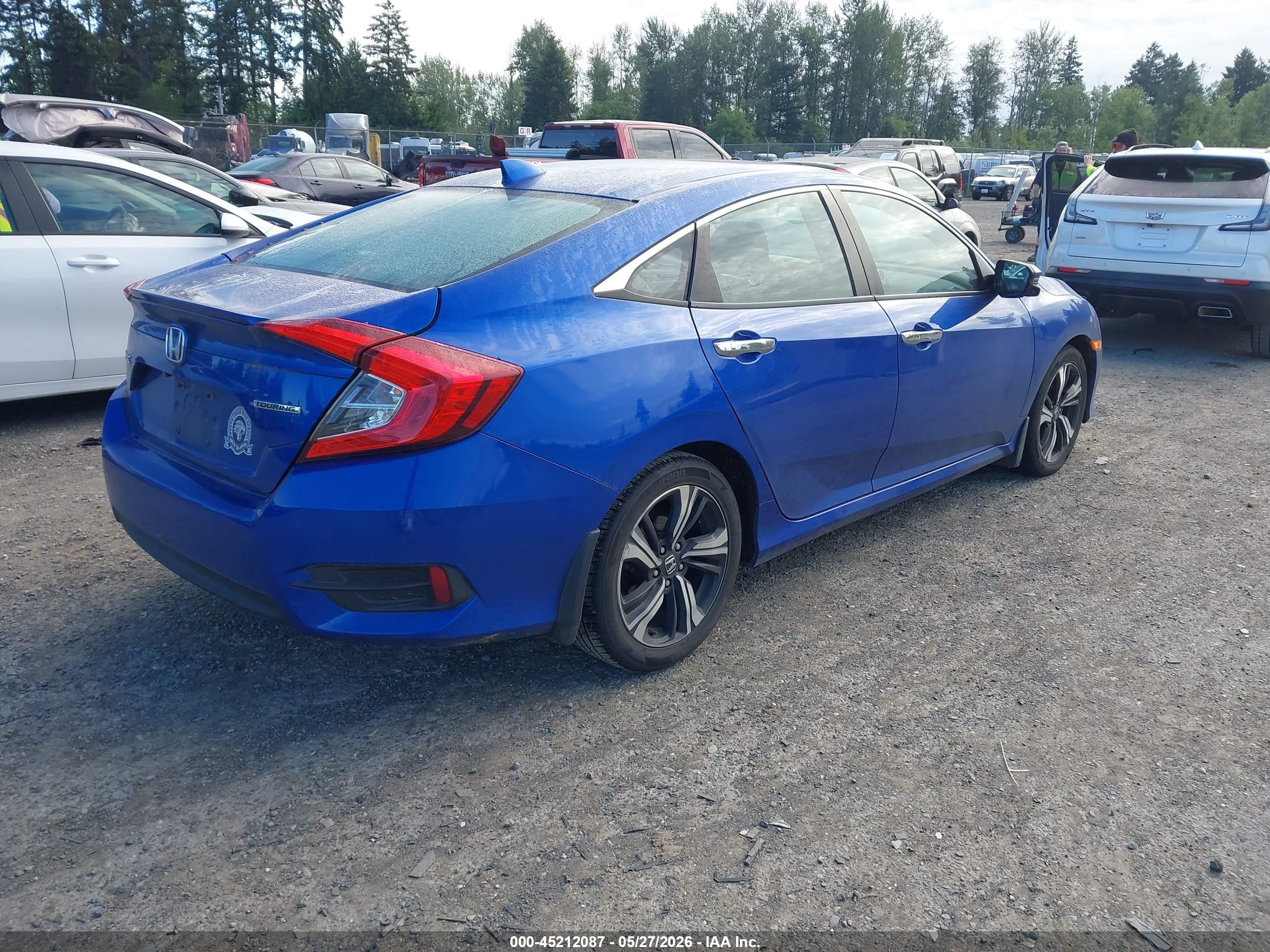 2017 Honda Civic Touring Blue vin: 2HGFC1F94HH654313