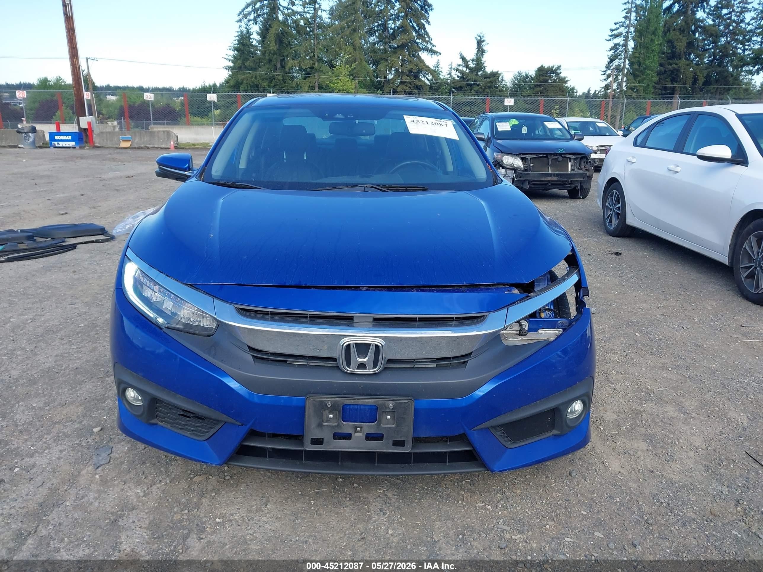 2017 Honda Civic Touring Blue vin: 2HGFC1F94HH654313