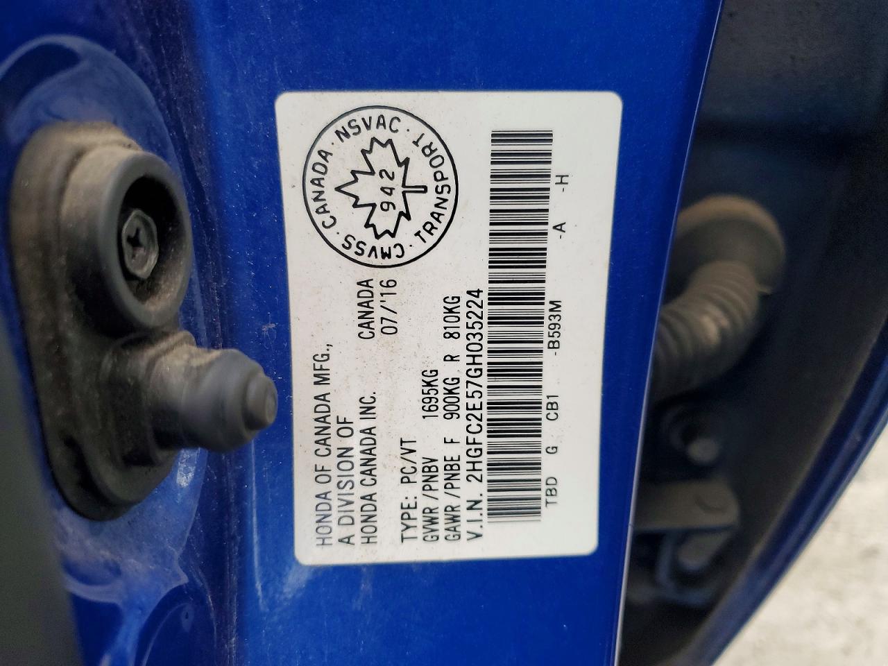 2016 Honda Civic Lx Blue vin: 2HGFC2E57GH035224