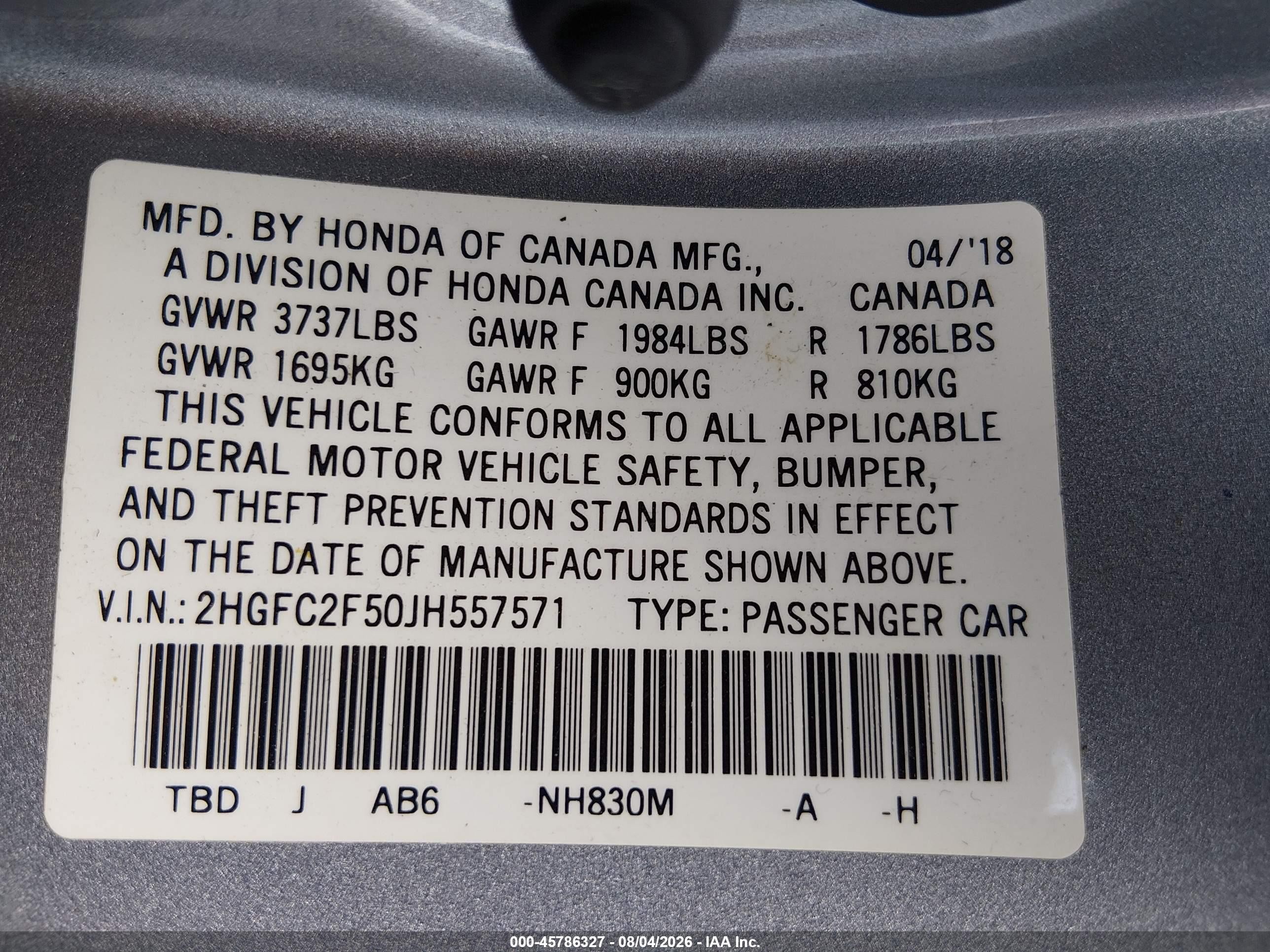 2018 Honda Civic Lx Silver vin: 2HGFC2F50JH557571