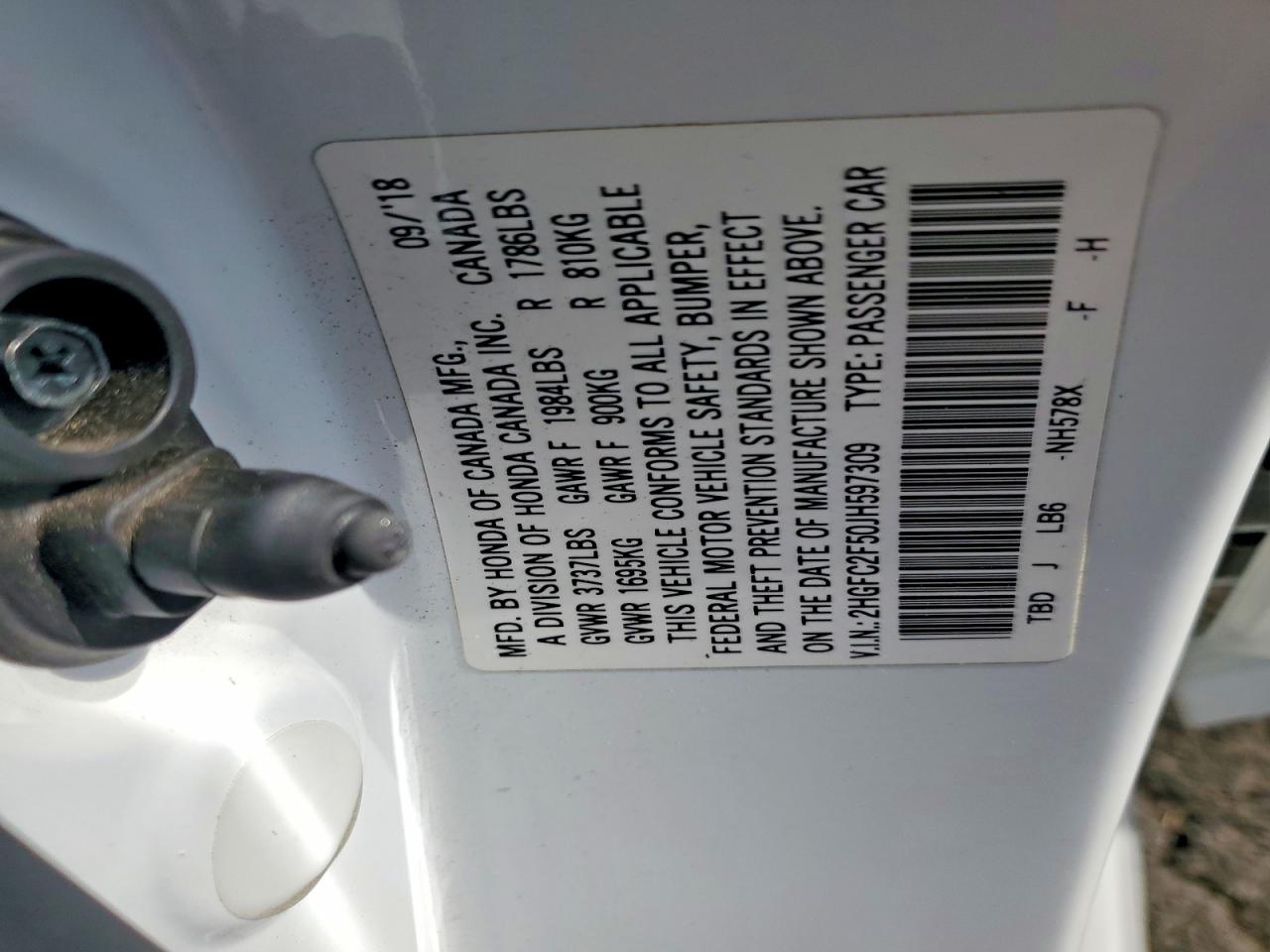 2018 Honda Civic Lx White vin: 2HGFC2F50JH597309