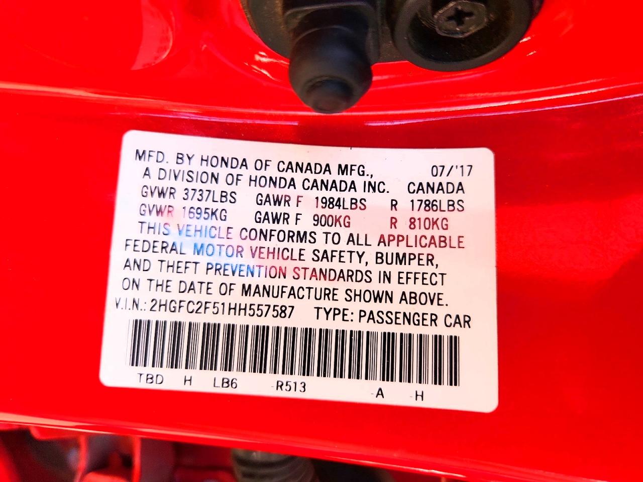 2017 Honda Civic Lx Red vin: 2HGFC2F51HH557587
