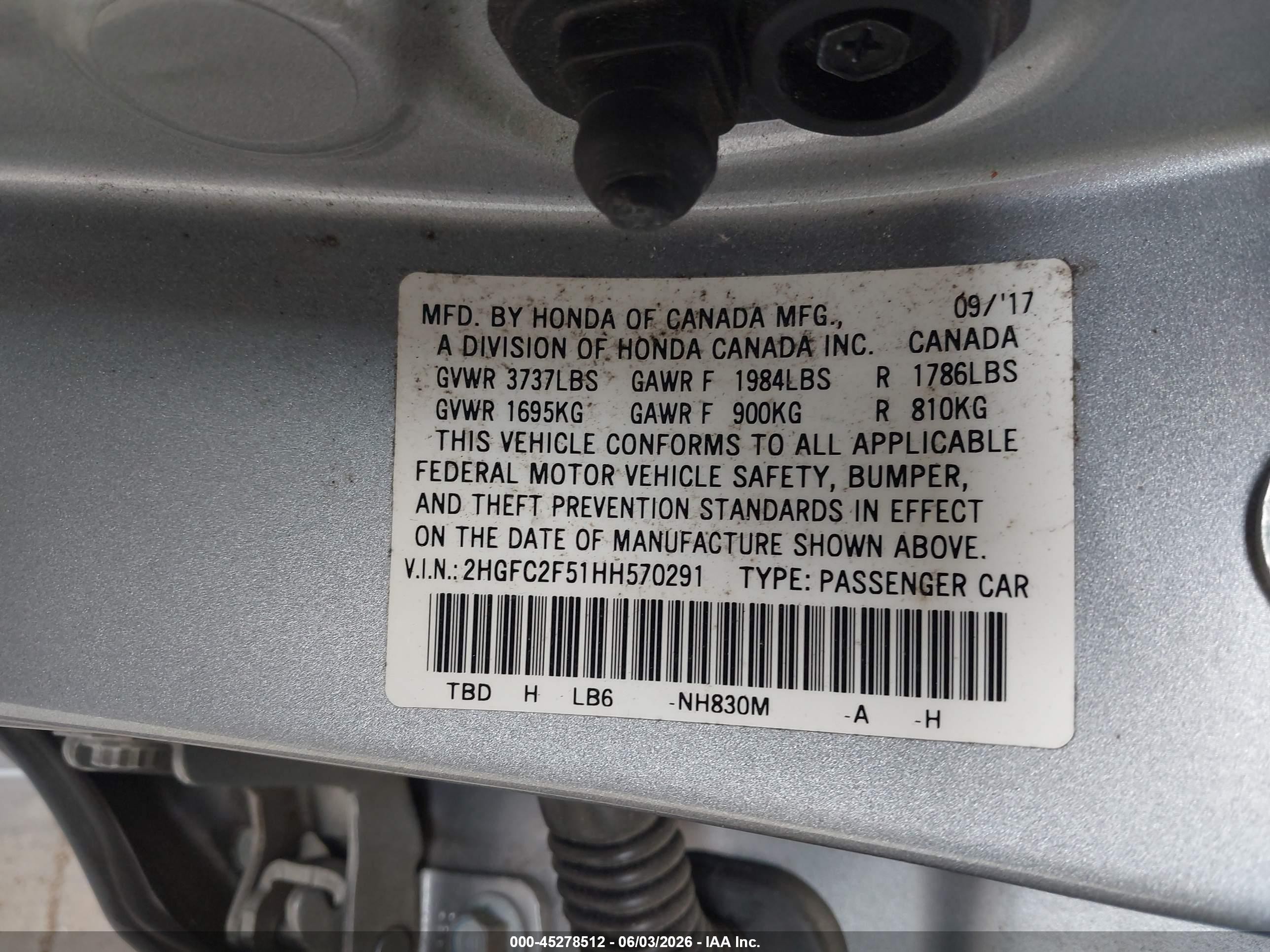 2017 Honda Civic Lx Silver vin: 2HGFC2F51HH570291