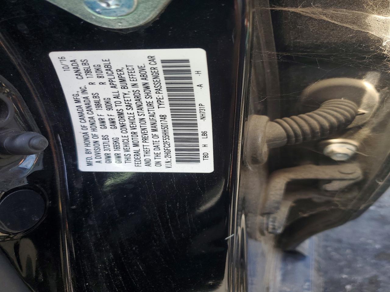 2017 Honda Civic Lx Black vin: 2HGFC2F55HH501748