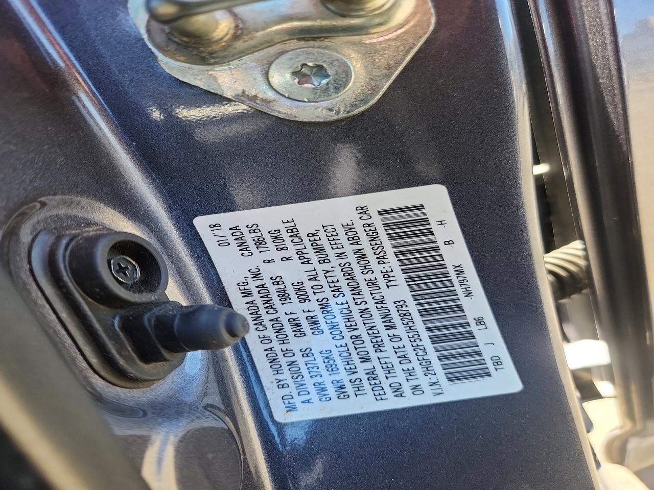 2018 Honda Civic Lx Gray vin: 2HGFC2F55JH528793
