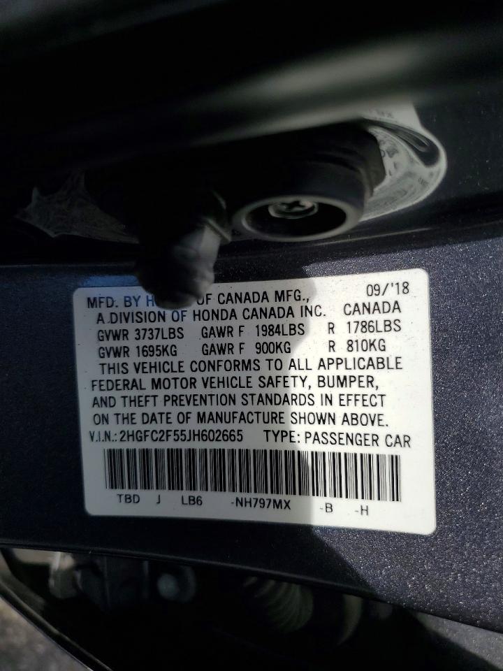 2018 Honda Civic Lx Gray vin: 2HGFC2F55JH602665