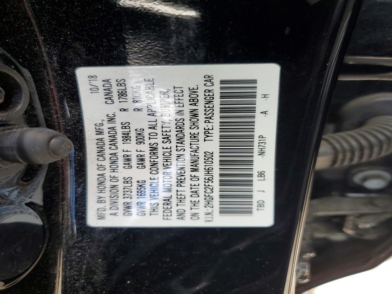 2018 Honda Civic Lx Black vin: 2HGFC2F56JH610502