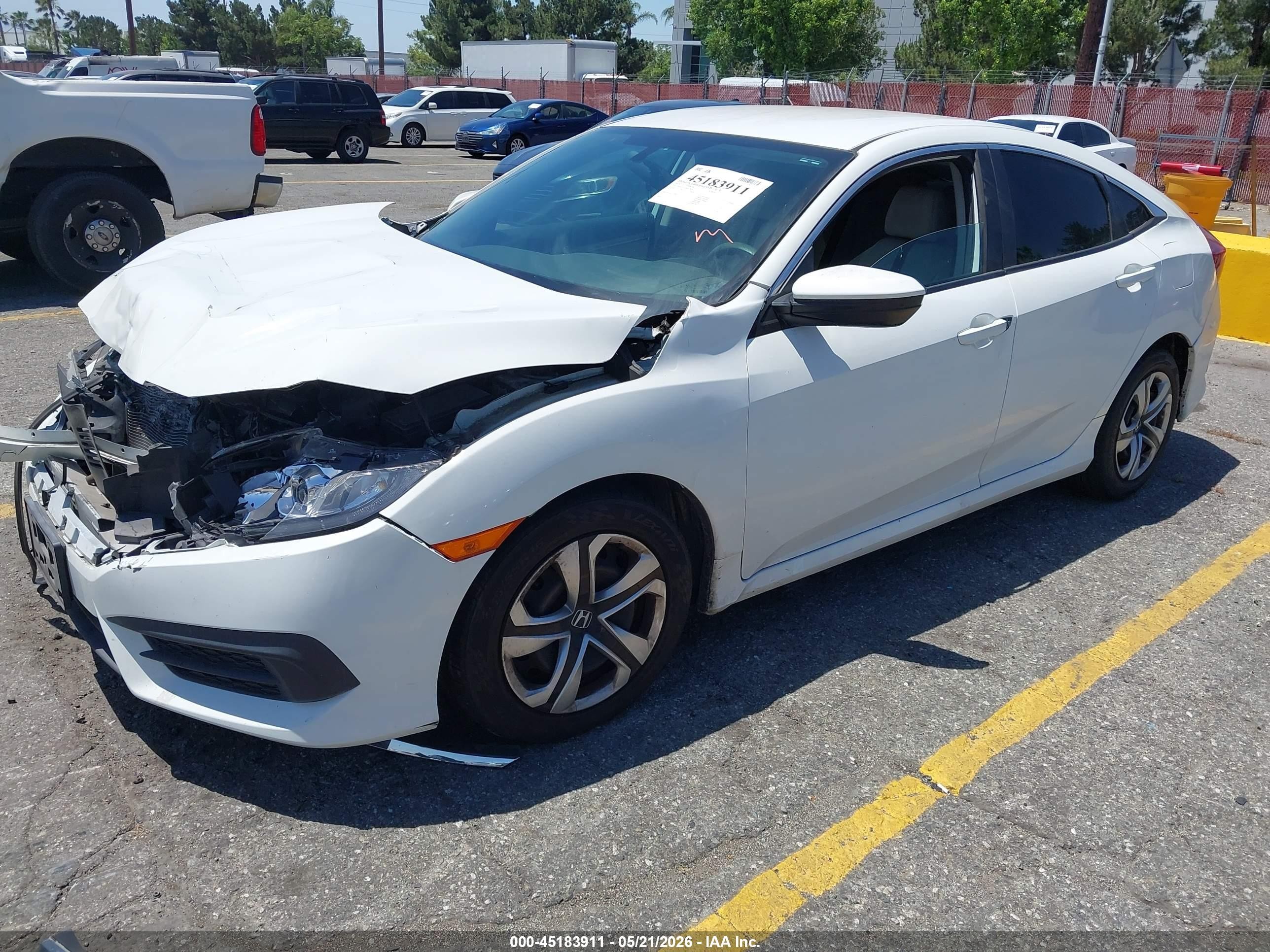 2016 Honda Civic Lx White vin: 2HGFC2F57GH547838
