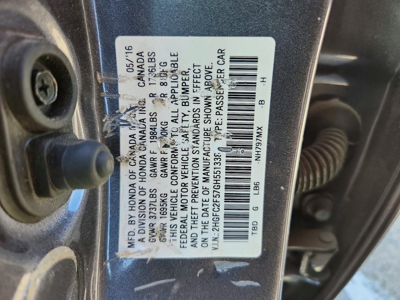 2016 Honda Civic Lx Gray vin: 2HGFC2F57GH551338