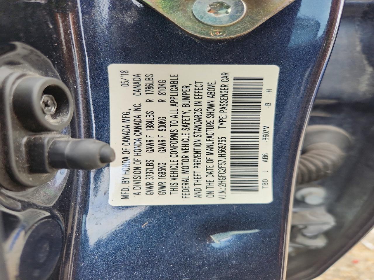 2018 Honda Civic Lx Gray vin: 2HGFC2F57JH569765