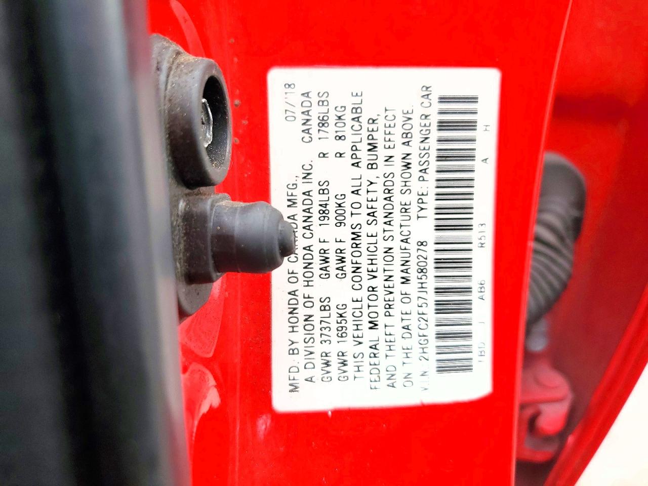2018 Honda Civic Lx Red vin: 2HGFC2F57JH580278