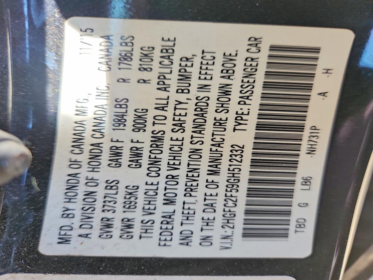 2016 Honda Civic Lx Black vin: 2HGFC2F59GH512332