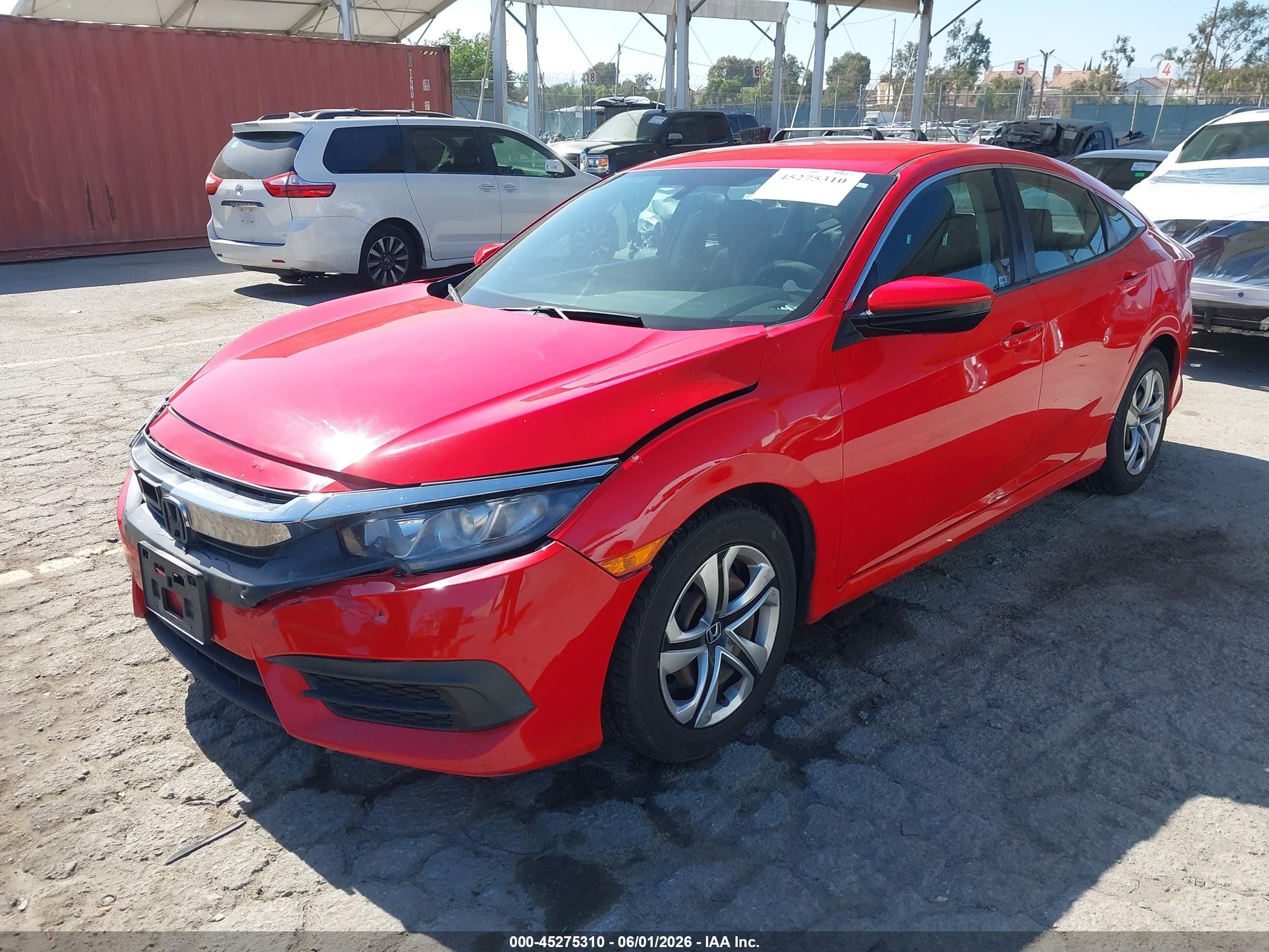 2016 Honda Civic Lx Red vin: 2HGFC2F59GH540776