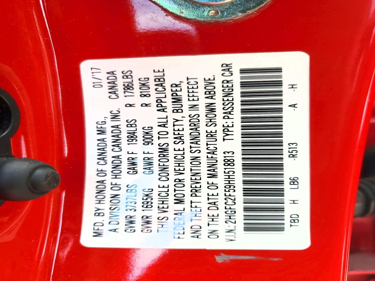 2017 Honda Civic Lx Red vin: 2HGFC2F59HH518813