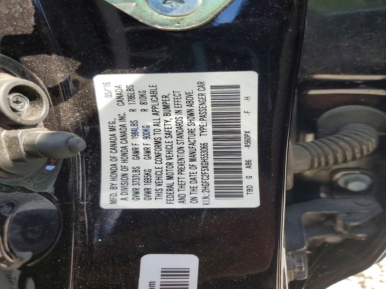 2016 Honda Civic Lx Black vin: 2HGFC2F5XGH553066