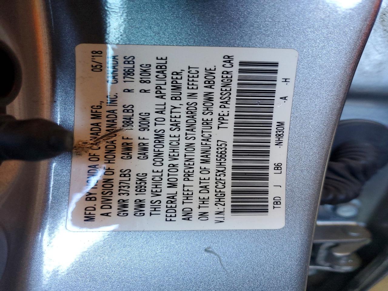 2018 Honda Civic Lx Silver vin: 2HGFC2F5XJH566357