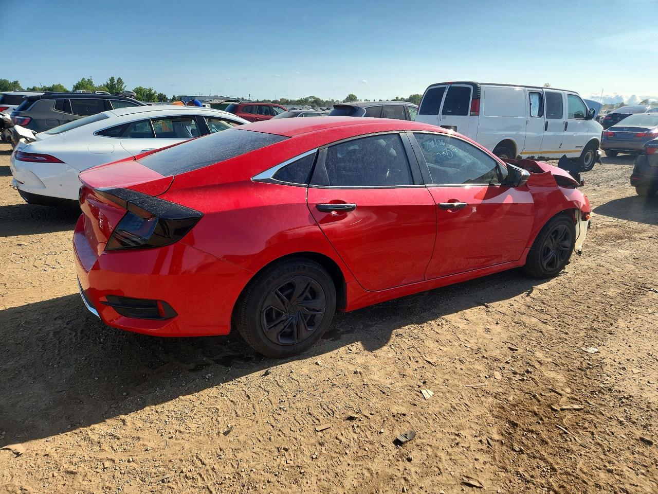 2019 Honda Civic Lx Red vin: 2HGFC2F61KH537047