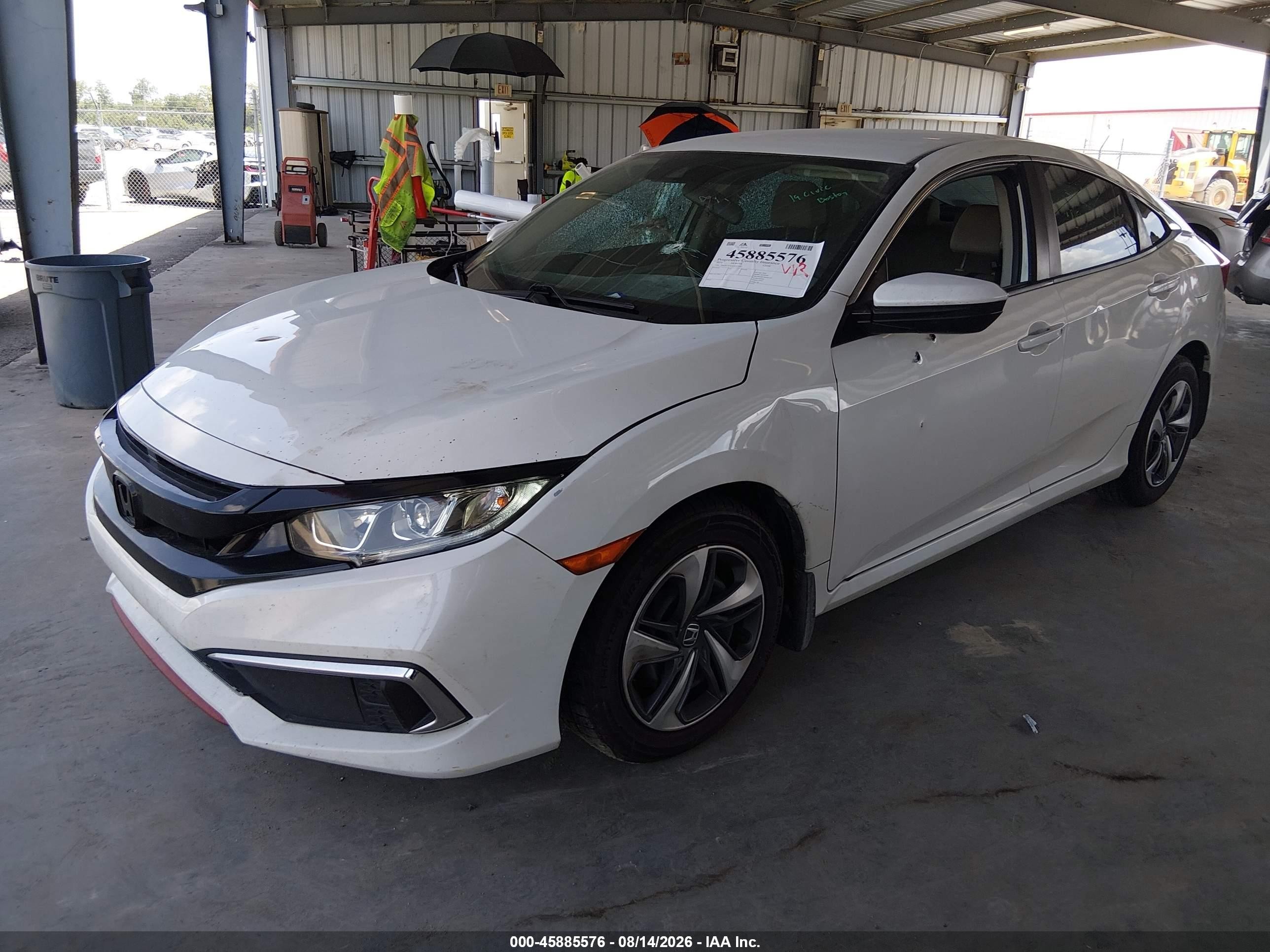 2019 Honda Civic Lx White vin: 2HGFC2F61KH583445