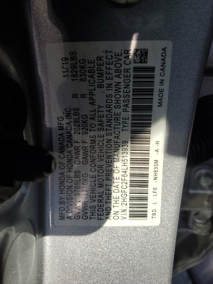 2020 Honda Civic Lx Silver vin: 2HGFC2F64LH513939