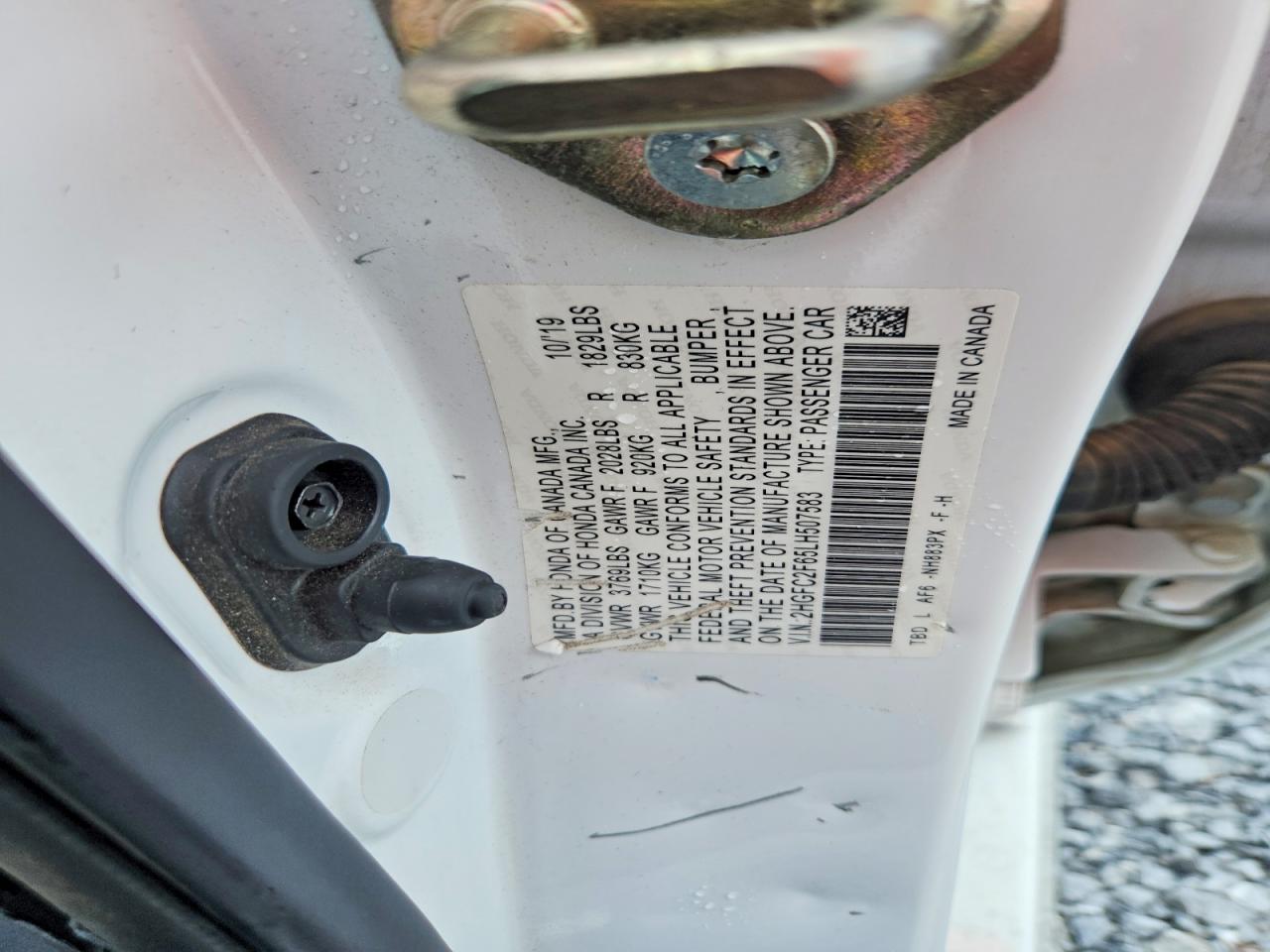 2020 Honda Civic Lx White vin: 2HGFC2F65LH507583