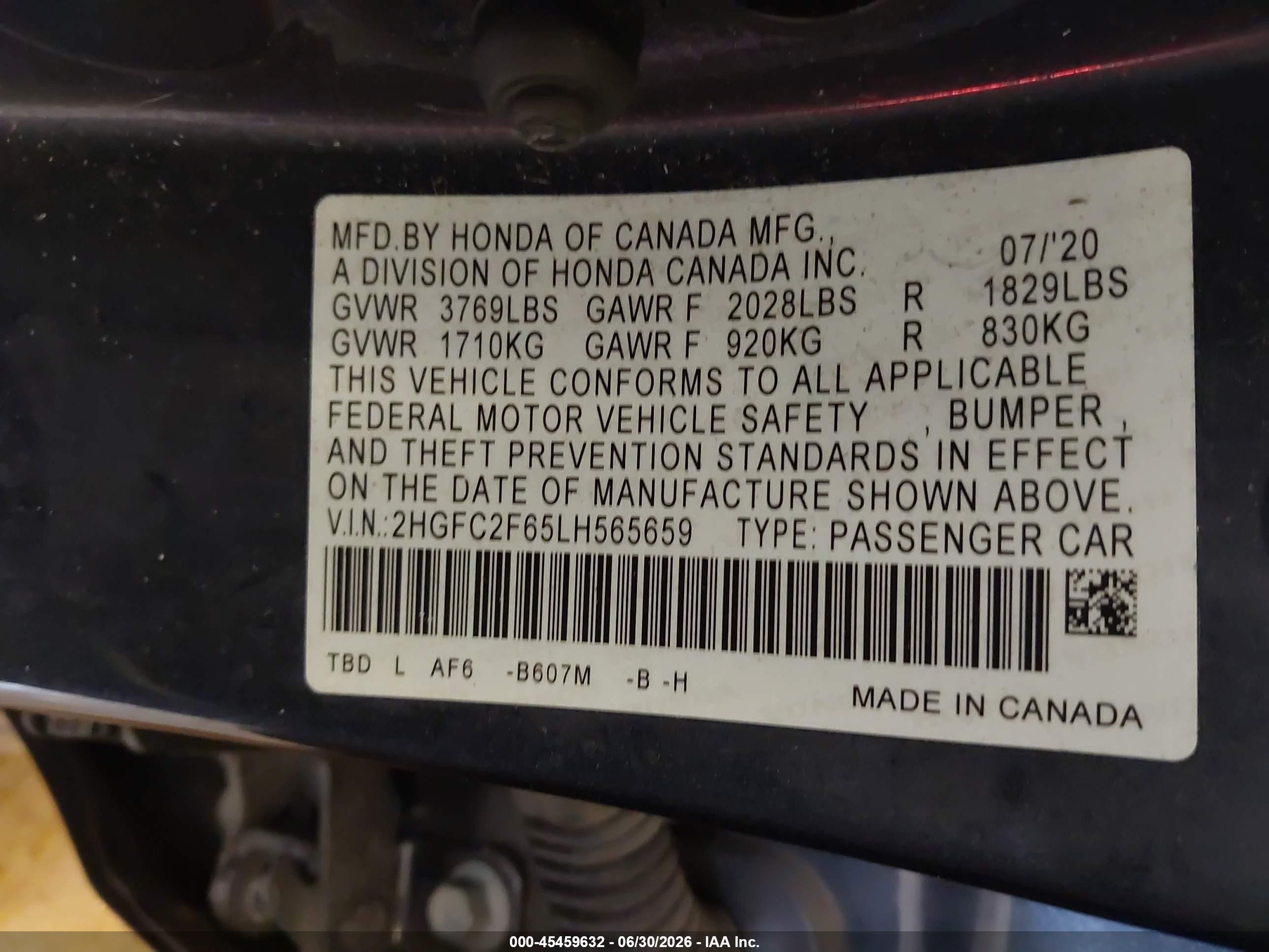 2020 Honda Civic Lx Gray vin: 2HGFC2F65LH565659