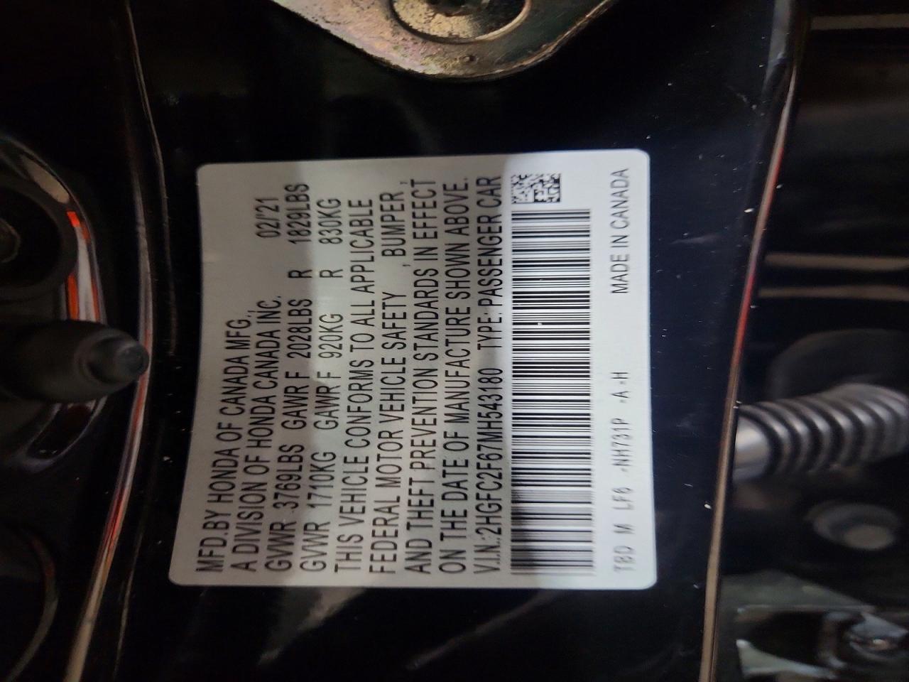 2021 Honda Civic Lx Black vin: 2HGFC2F67MH543180