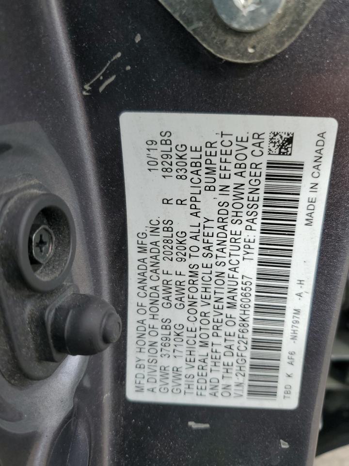 2019 Honda Civic Lx Gray vin: 2HGFC2F68KH606557