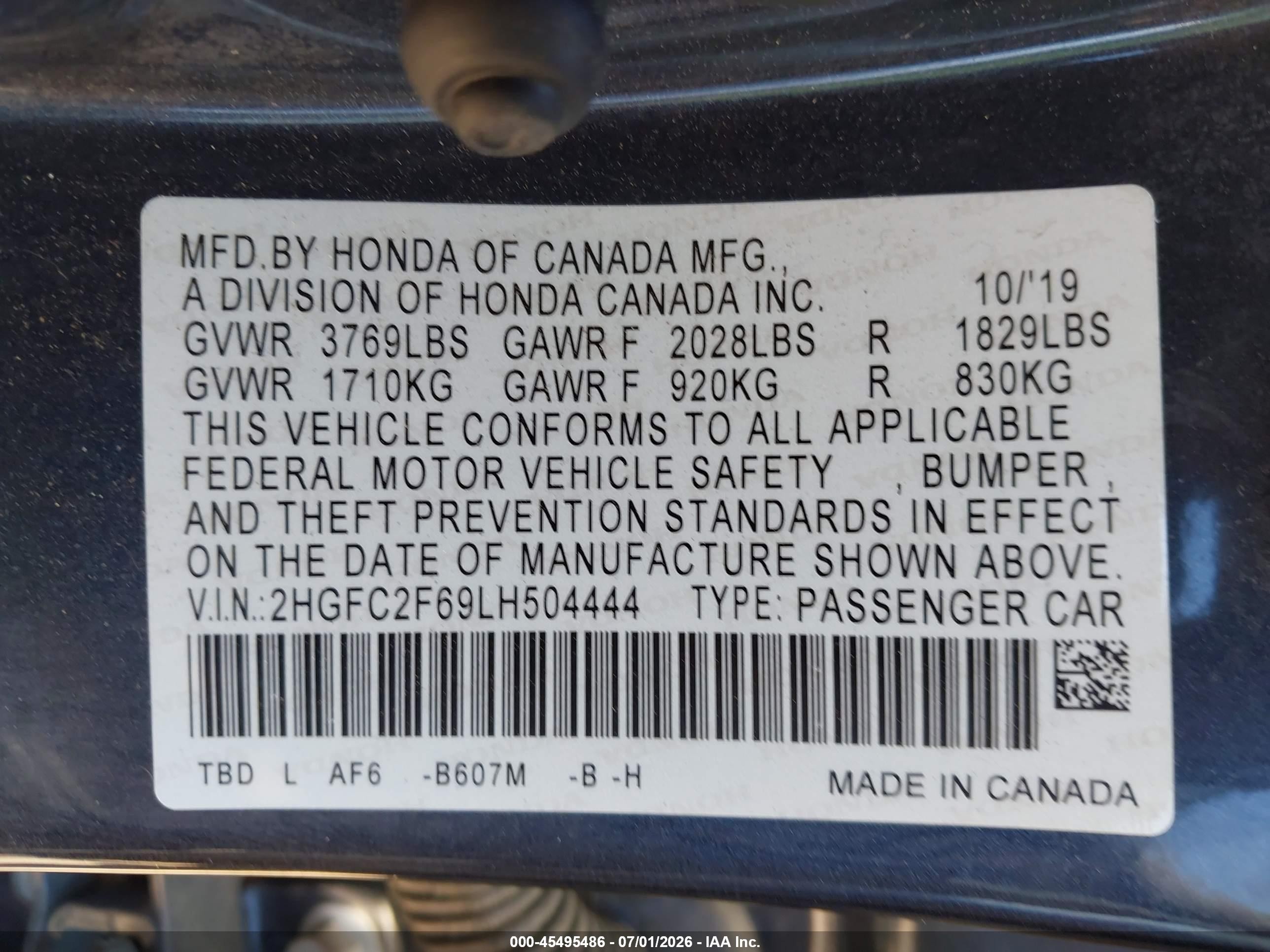 2020 Honda Civic Lx Navy vin: 2HGFC2F69LH504444