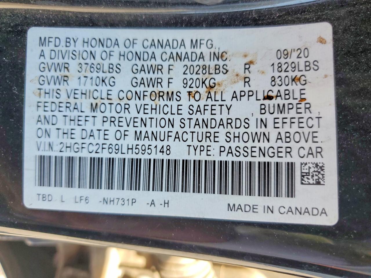 2020 Honda Civic Lx Black vin: 2HGFC2F69LH595148
