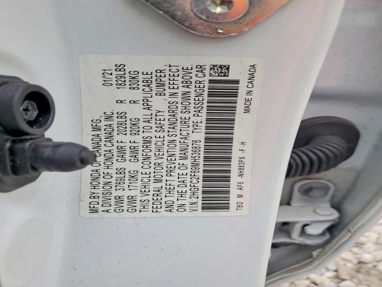 2021 Honda Civic Lx White vin: 2HGFC2F69MH536876