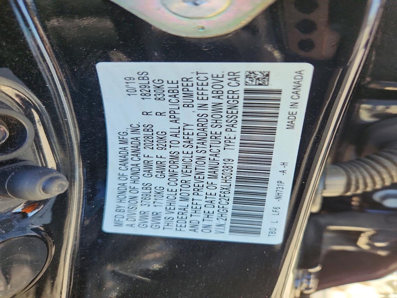 2020 Honda Civic Lx Black vin: 2HGFC2F6XLH503819