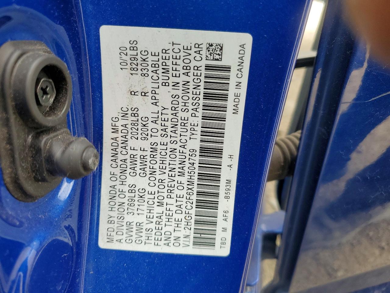 2021 Honda Civic Lx Blue vin: 2HGFC2F6XMH504759