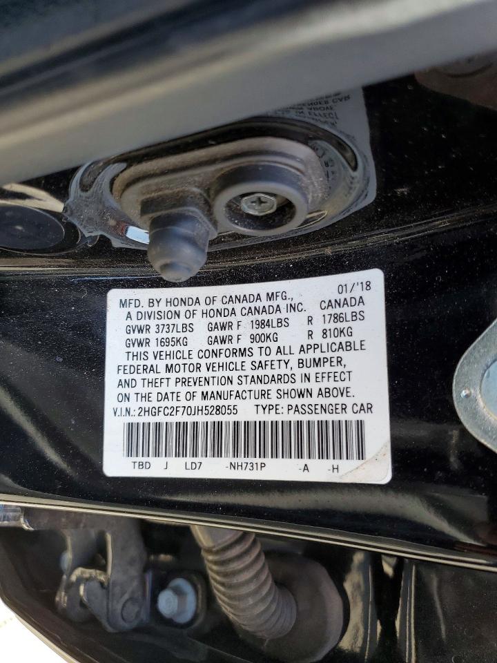 2018 Honda Civic Ex Black vin: 2HGFC2F70JH528055