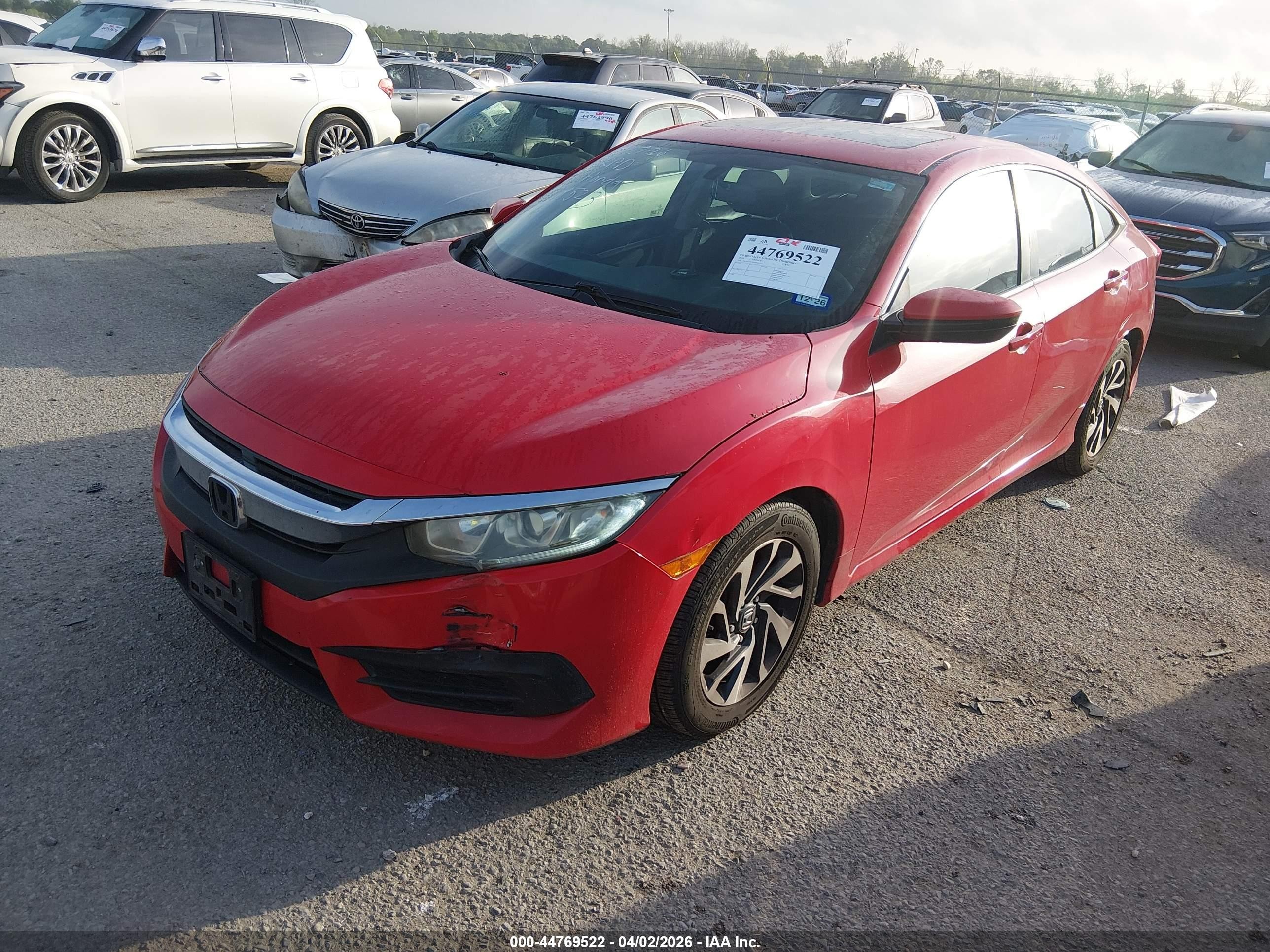 2016 Honda Civic Ex Red vin: 2HGFC2F72GH558523