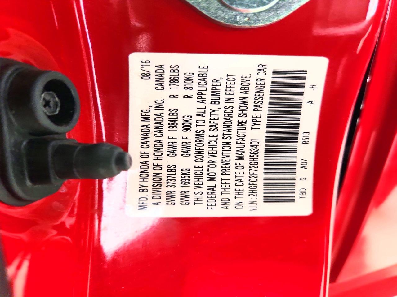 2016 Honda Civic Ex Red vin: 2HGFC2F72GH563401