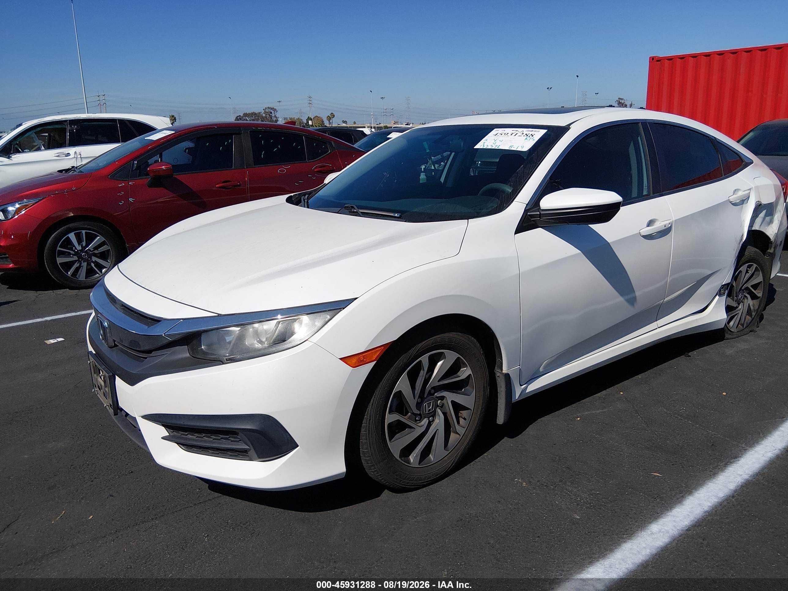 2016 Honda Civic Ex Белый vin: 2HGFC2F75GH577552