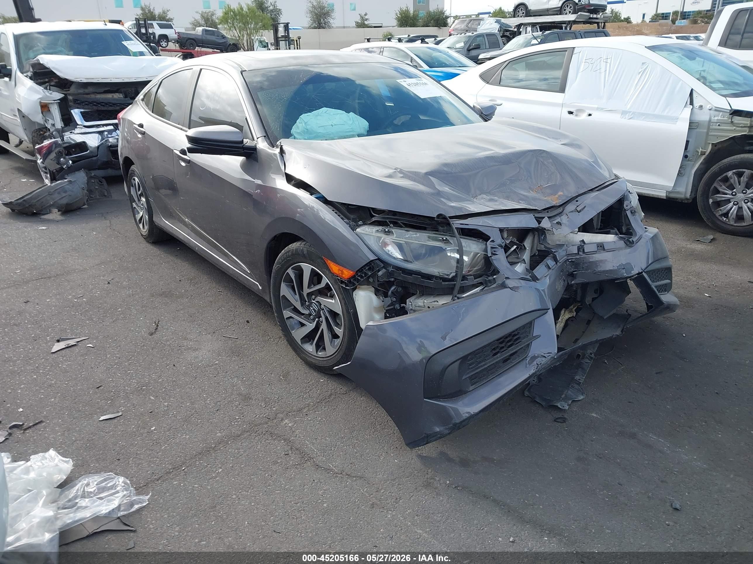 2018 Honda Civic Ex Gray vin: 2HGFC2F76JH519702