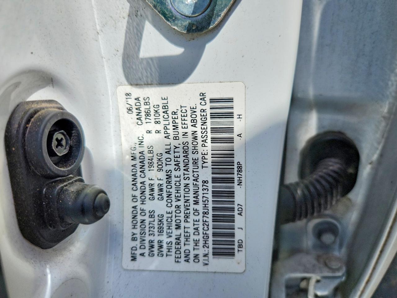 2018 Honda Civic Ex White vin: 2HGFC2F78JH571378