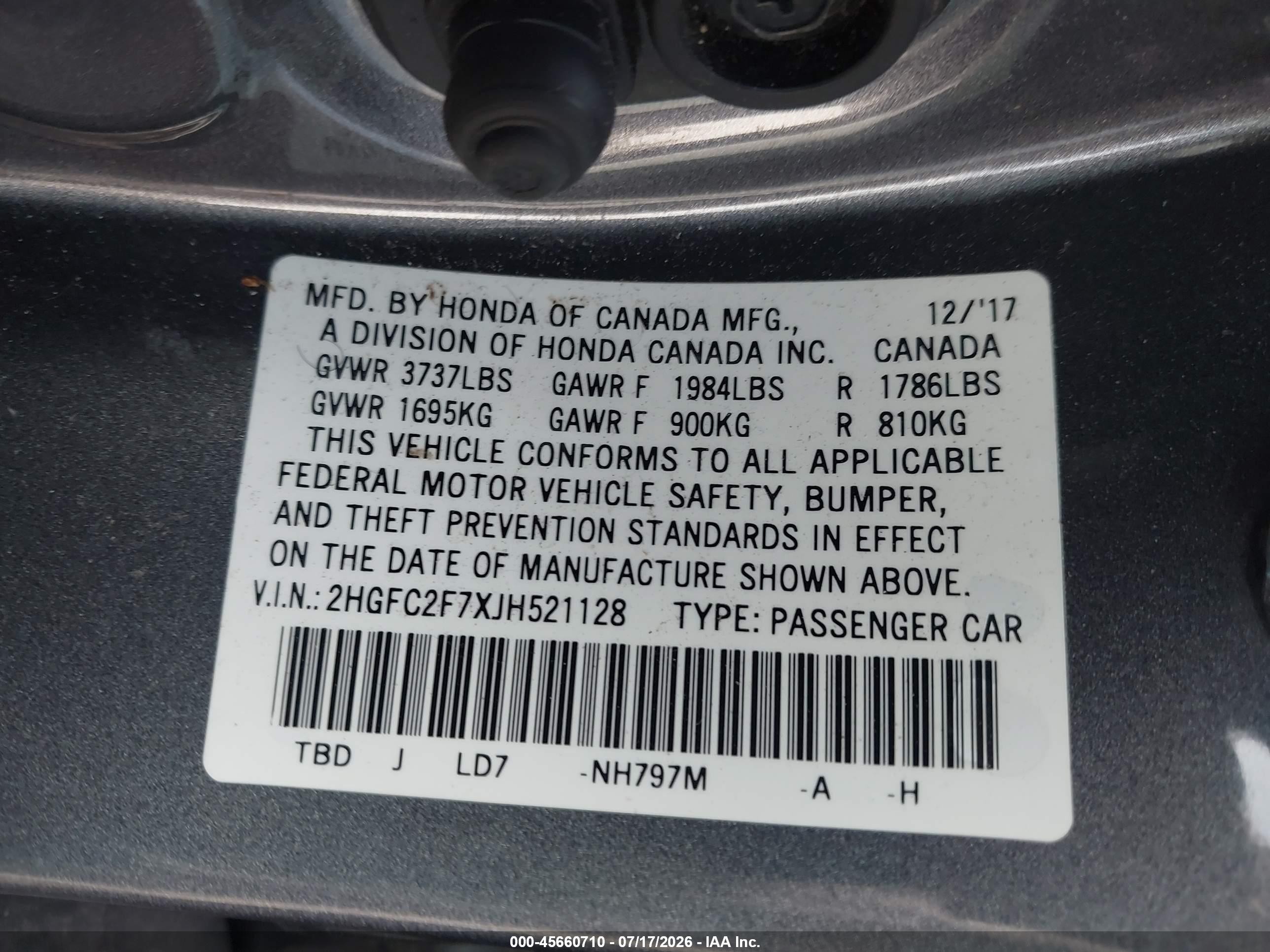 2018 Honda Civic Ex Gray vin: 2HGFC2F7XJH521128