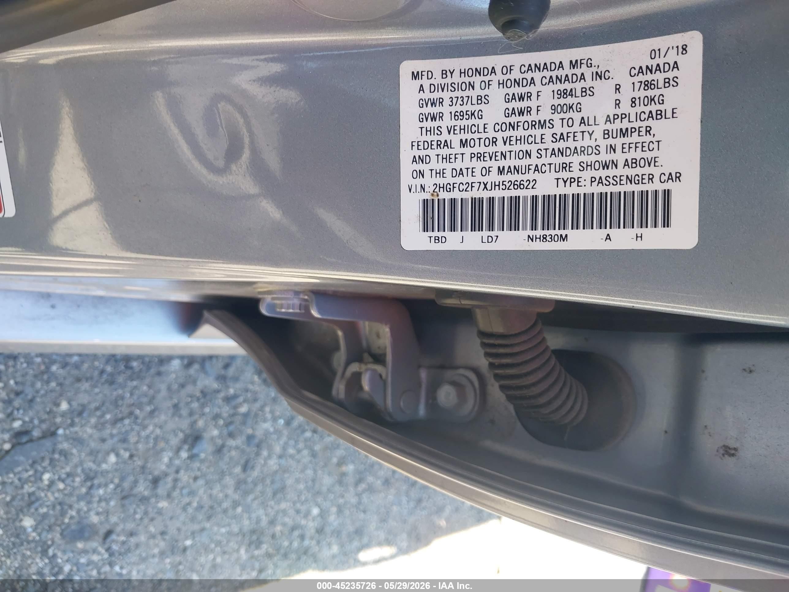 2018 Honda Civic Ex Silver vin: 2HGFC2F7XJH526622
