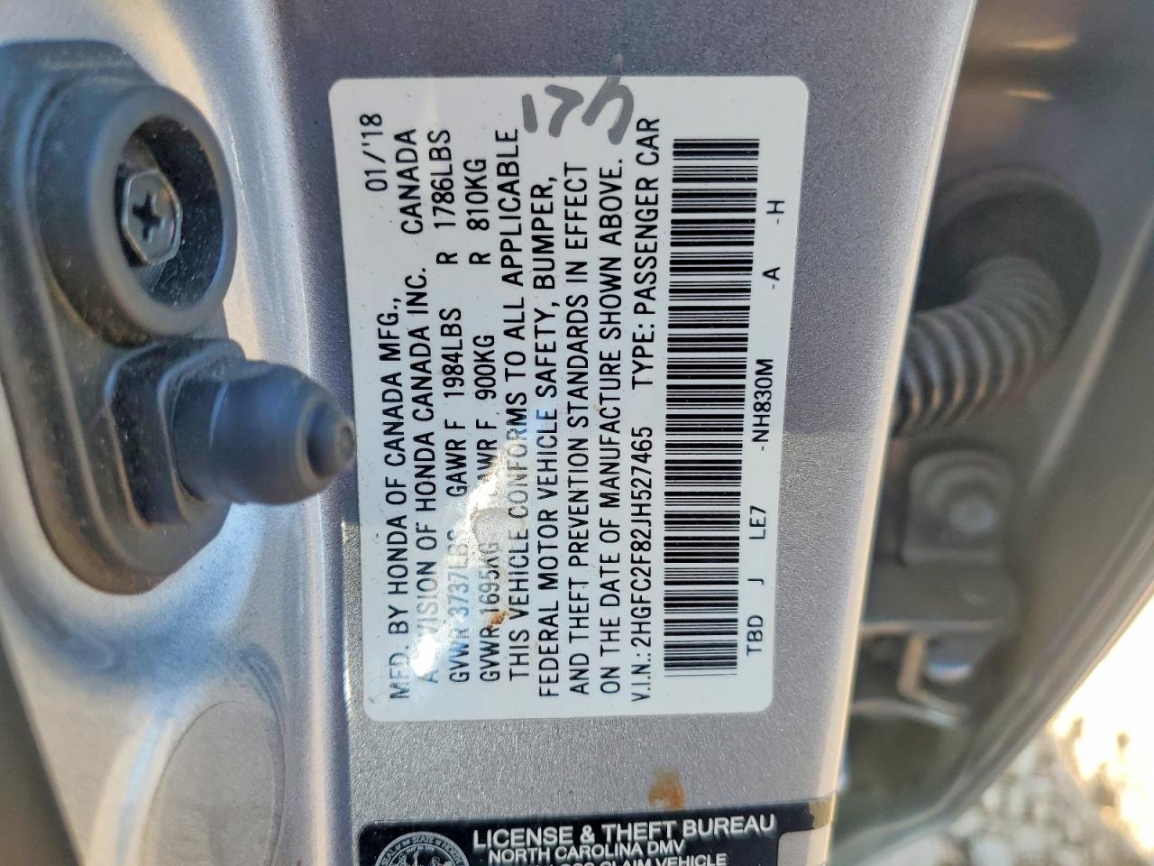 2018 Honda Civic Ex Silver vin: 2HGFC2F82JH527465