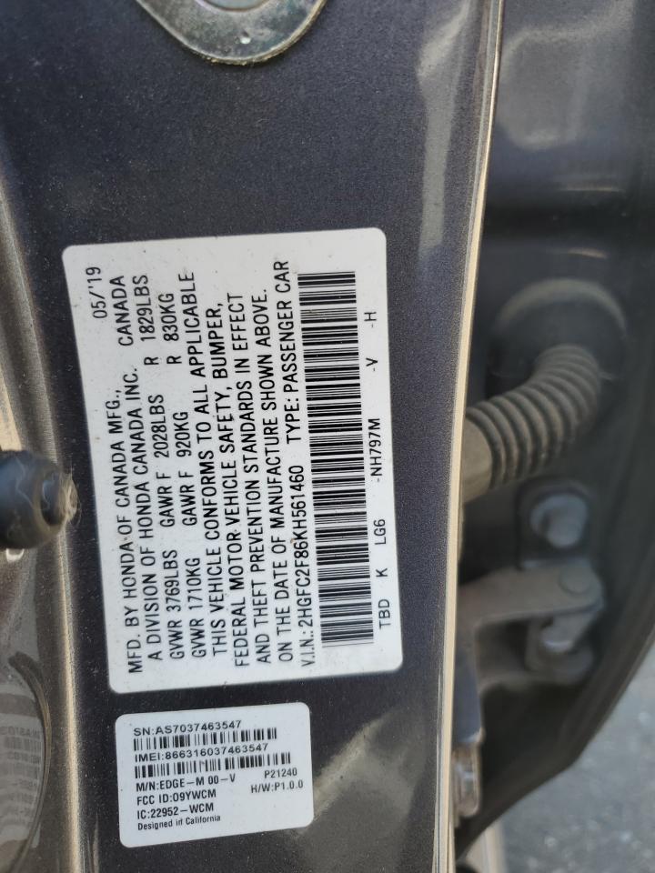 2019 Honda Civic Sport Gray vin: 2HGFC2F86KH561460