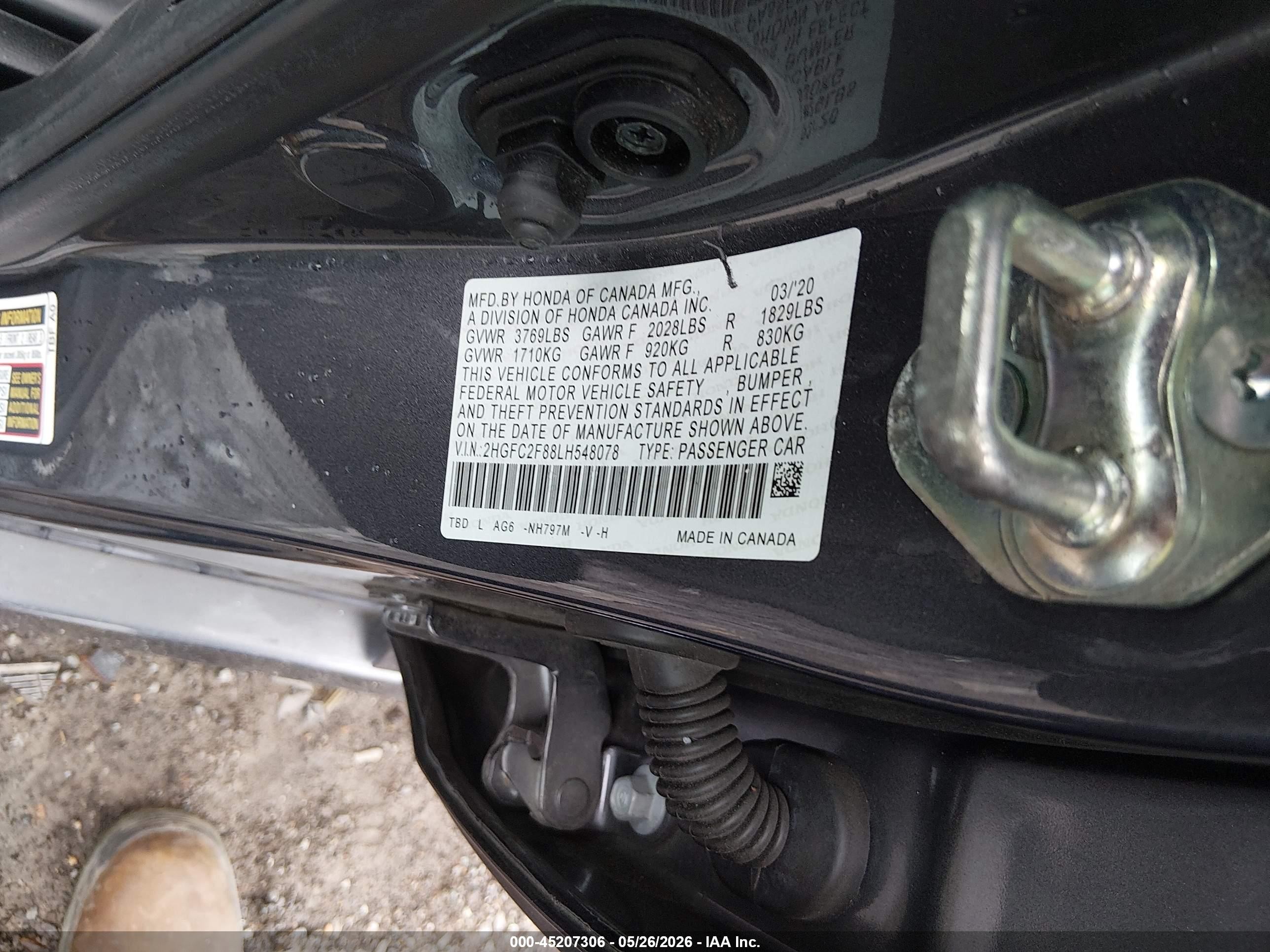 2020 Honda Civic Sport Black vin: 2HGFC2F88LH548078