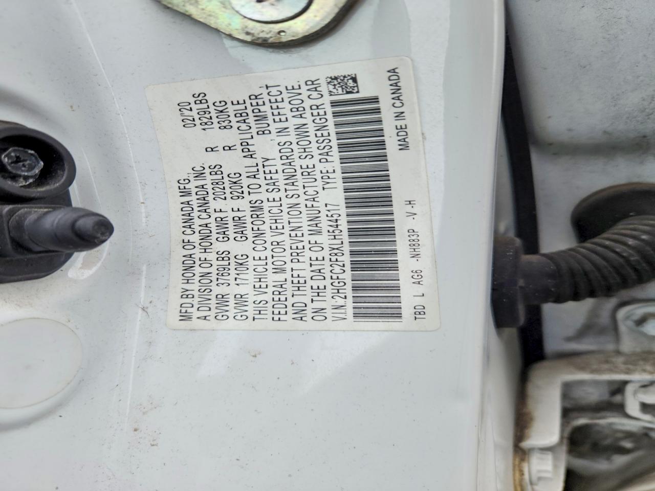 2020 Honda Civic Sport White vin: 2HGFC2F8XLH544517