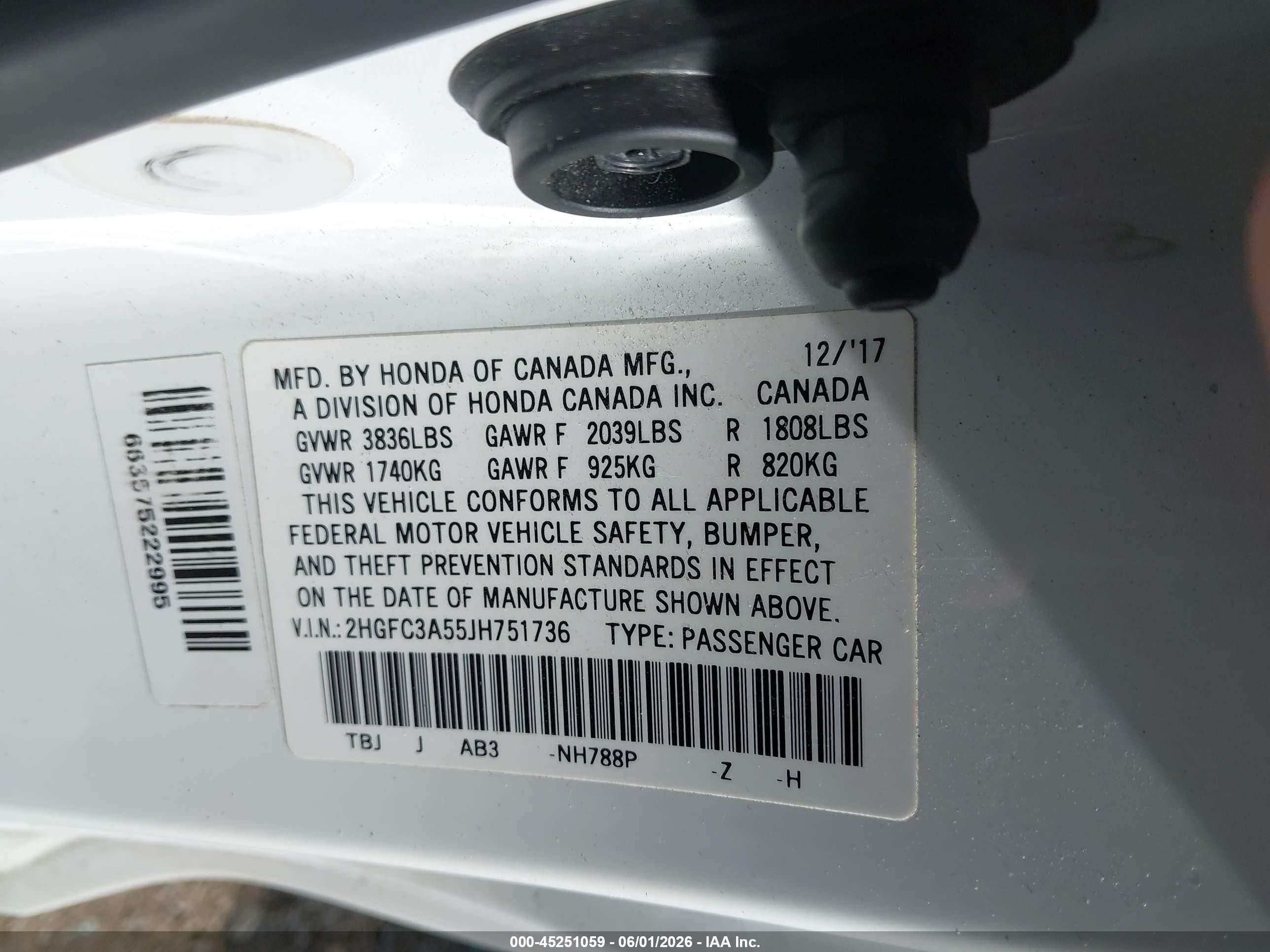 2018 Honda Civic Si White vin: 2HGFC3A55JH751736