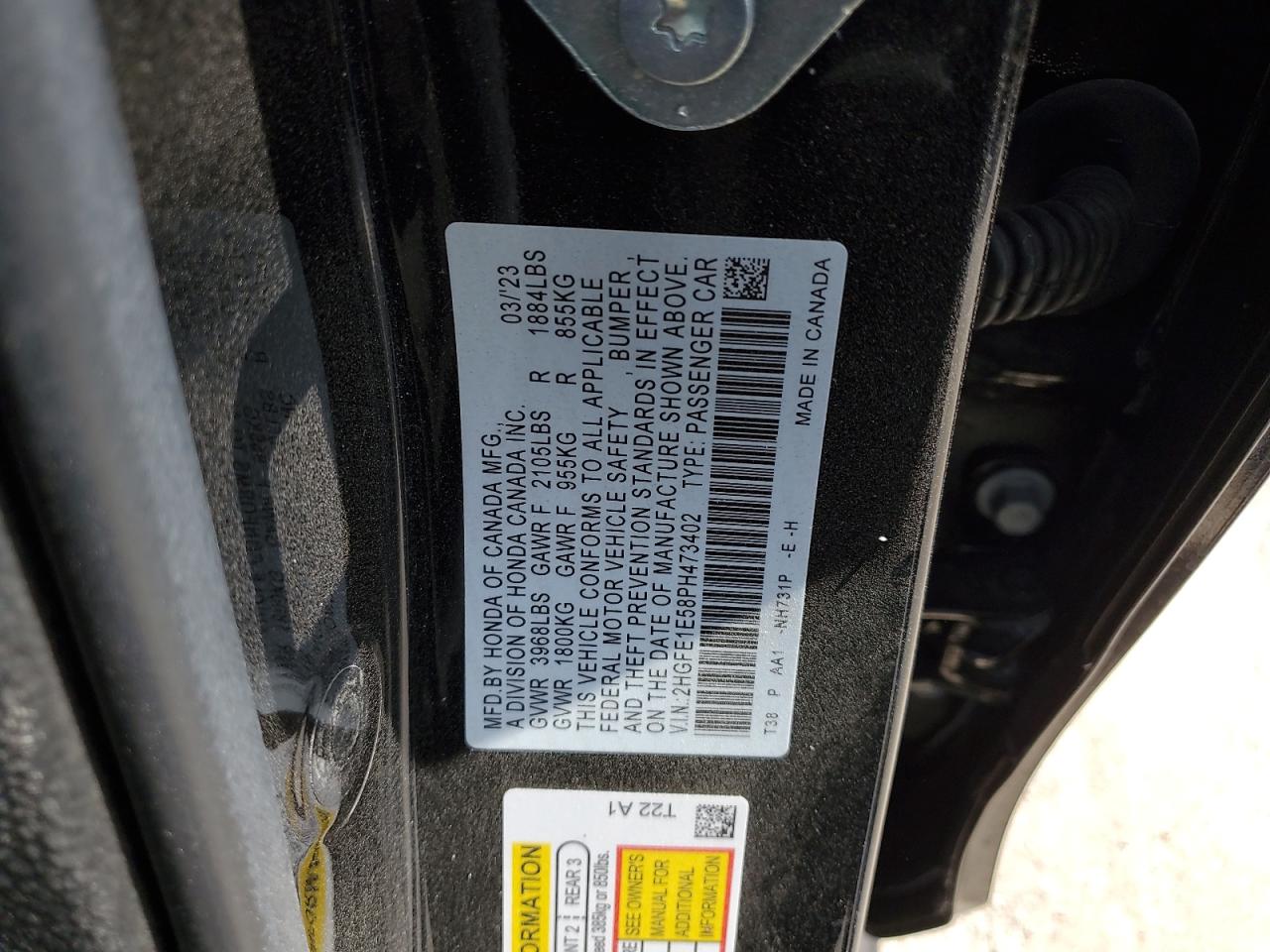 2023 Honda Civic Si Black vin: 2HGFE1E58PH473402