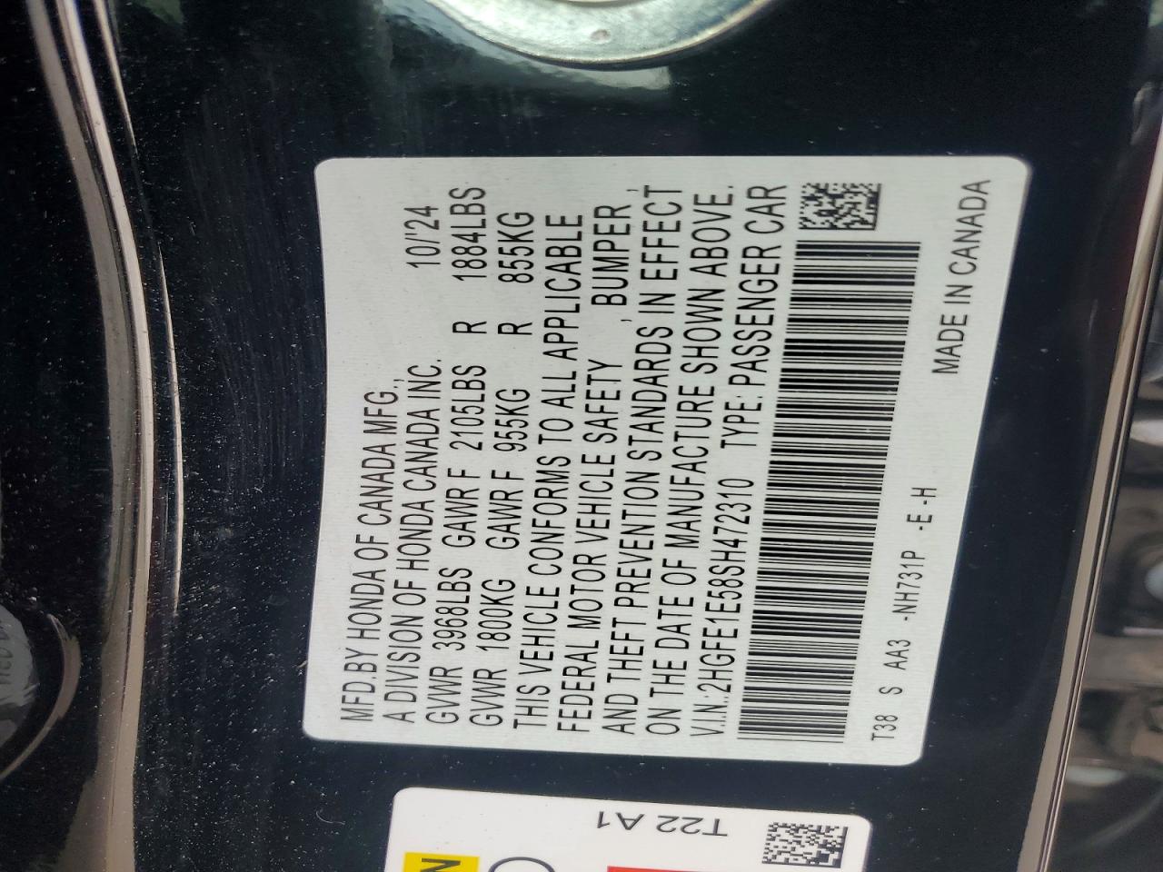 2025 Honda Civic Si Black vin: 2HGFE1E58SH472310
