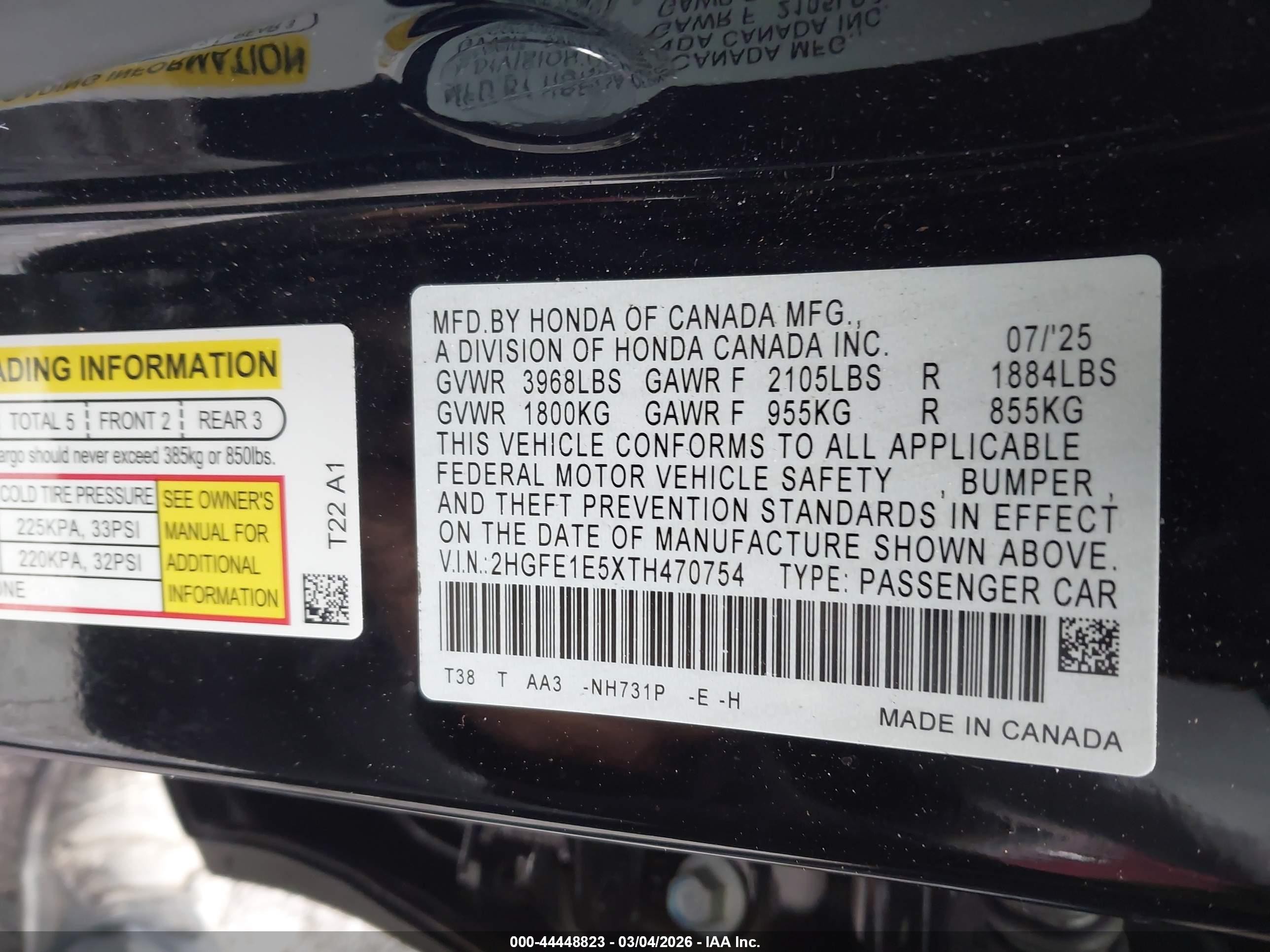 2026 Honda Civic Si Sedan Black vin: 2HGFE1E5XTH470754